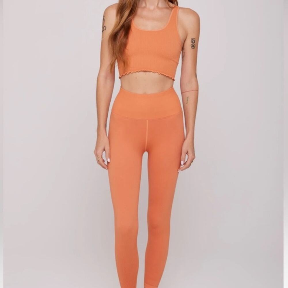 Spiritual Gangster Seamless Crop Tank & Legging Set Candied Melon Size XS/S